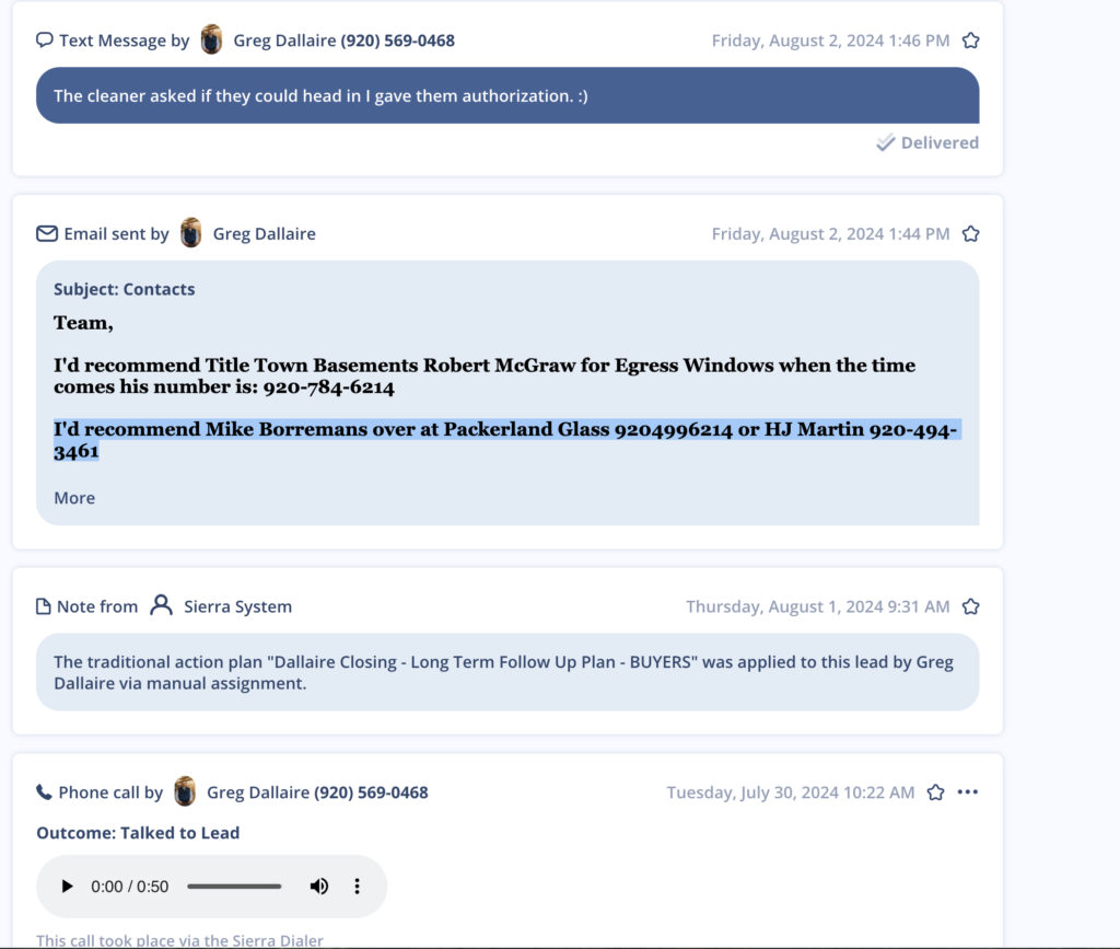 referral network for past clients and SOI